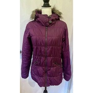 Women’s Columbia Thermal Coil Hybrid Hooded Dark Purple Jacket Size S Small